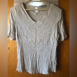 Dress Barn Women Textured Tan Short Sleeve Top